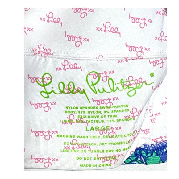 Lilly Pulitzer Loopy Elephant Print Twist Swim Bikini Top Keene Bandeau Womens L - Picture 6 of 6